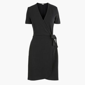 J. Crew | Black Textured Knit Faux Wrap Dress XS